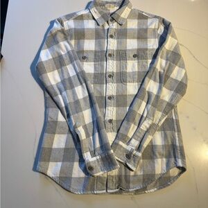 J. Crew Gray and White Checkered Men's flannel Shirt